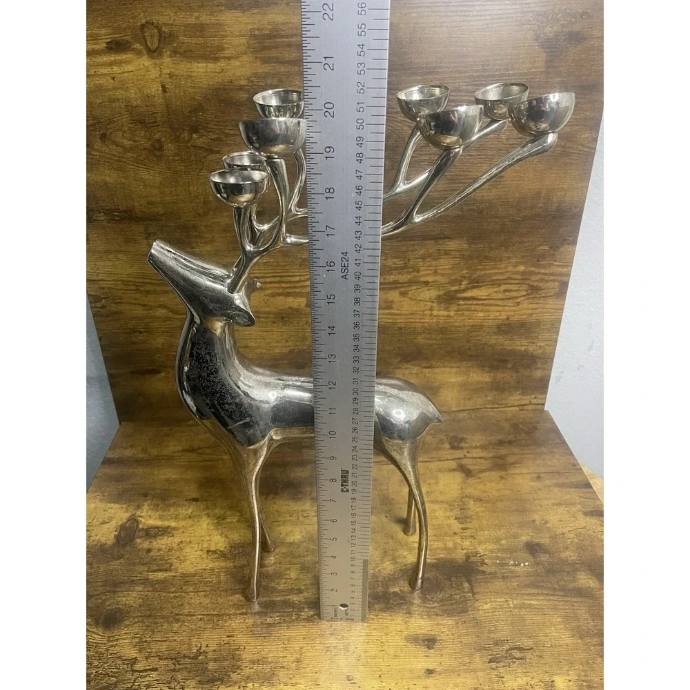 Pottery Barn Williams Sonoma Silver-Plated Reindeer Candelabra 1997 10-Cup 20